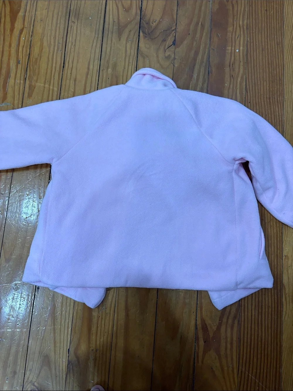 Girls' Bow-Front Pink Fleece Cardigan Jacket 3/4